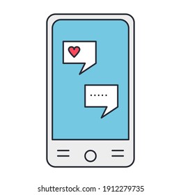 Vektorgrafik im Flachstil. Line Art Smartphone Symbol mit Nachrichten. 
