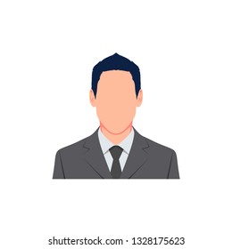 Vector Illustration In Flat Style. Male Cartoon Character In A Business Suit No Face. - Vector