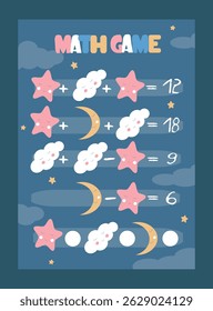 vector illustration in flat style. math game for kids