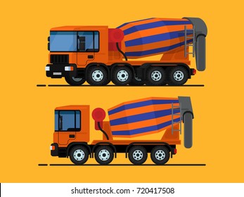 Vector illustration in a flat style mixer truck