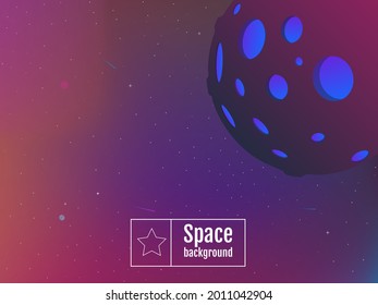 Vector illustration in flat style. Modern space background planet, great design for any purposes. Colorful space backdrop. Vector modern banner. Blue futuristic background. Outer dark space wallpaper.