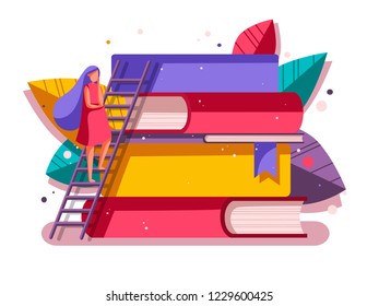 Vector illustration, flat style, news, new projects, distance learning, online courses and business, education, online books and textbooks, collective learning, exam preparation, home schooling
