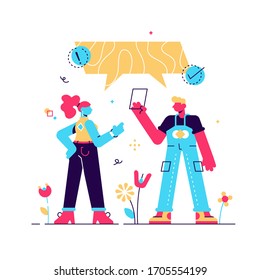 Vector illustration, flat style, news, social networking, chat, dialogue speech bubbles, websites. Flat style modern design vector illustration  for web page, cards, poster, social media.