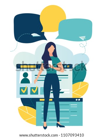 Vector illustration, flat style, news, social networking, chat, dialogue speech bubbles, websites