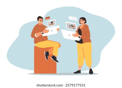 vector illustration in flat style. office communication