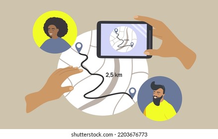 Vektorgrafik in einem flachen Stil zum Thema Navigation