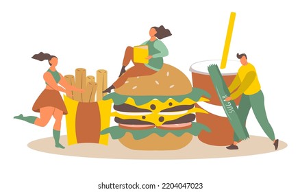 ilustración vectorial en un estilo plano sobre el tema de la comida rápida.