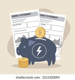 vector illustration in a flat style on the theme of the energy crisis, electricity bills