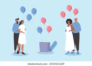 vector illustration in flat style on the theme of gender party