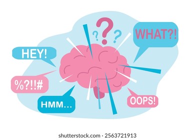 vector illustration in flat style on the topic of brain overload