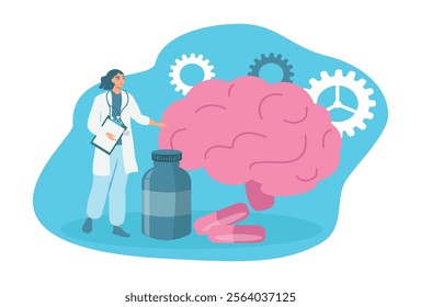 
vector illustration in a flat style on the theme of medicine to improve brain function