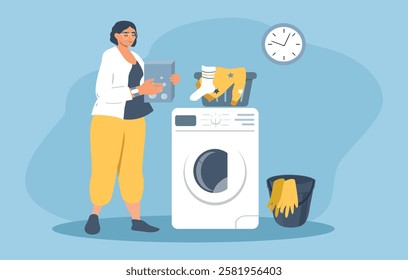 vector illustration in a flat style on the theme of laundry, washing.