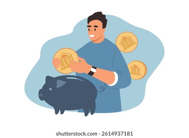 vector illustration in flat style on the theme of saving money