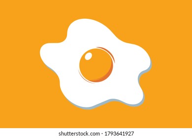 Vector illustration in flat style. One fried egg. Decoration for greeting cards, prints for clothes, posters, menus