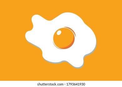 Ilustración vectorial en estilo plano. Un huevo frito. Decoración para tarjetas de felicitación, impresiones para ropa, carteles, menús