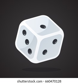 Vector illustration in flat style. One gambling dice. Sports equipment. Decoration for greeting cards, prints for clothes, posters, wallpapers