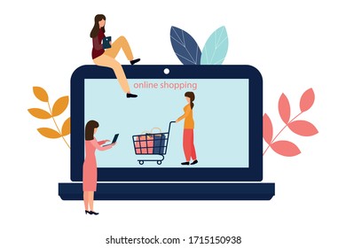 Vector illustration, flat style, online shopping, business concept, online purchase