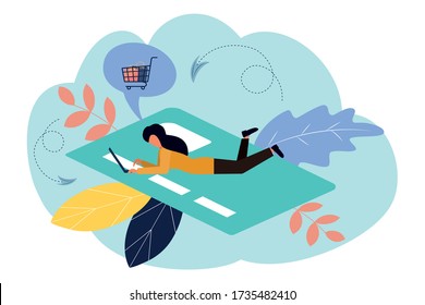 Vector illustration, flat style, online shopping, business concept, online purchase