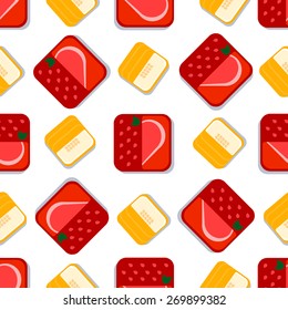 Vector illustration in a flat style paper with shadows - the image square stylized fruit and berries. Seamless pattern.