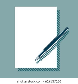 Vector illustration in flat style. Paper and fountain pen.