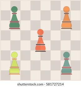 Vector illustration in flat style ?hess Pawn set