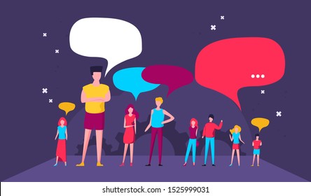 Vector illustration, flat style, people discuss and chat