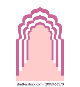 Vector illustration in a flat style, pink arched entrance on a white background