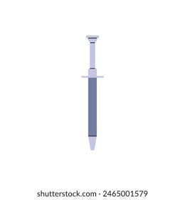 Vector illustration in a flat style of a professional piercing tool: steel needle, medical equipment on a white background for safe and sterile piercing