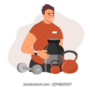 ilustración vectorial en estilo plano. minorista de artículos deportivos y nutrición deportiva.