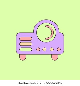 Vector illustration in flat style retro home cinema