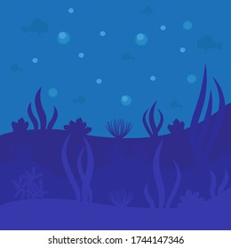 Vector illustration in a flat style sea shore background with colorful starfish. "Hello summer" beach with a swimsuit and shorts