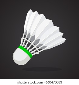 Vector illustration in flat style. Shuttlecock for badminton from bird feathers. Sports equipment. Decoration for greeting cards, prints for clothes, posters, wallpapers