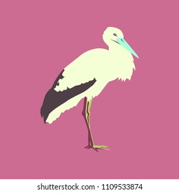 Vector illustration in flat style of stork