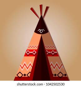 Vector illustration in Flat style, stylized wigwam.