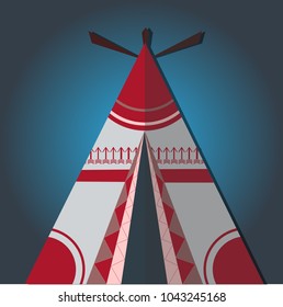 Vector illustration in Flat style. Stylized wigwams in calm colors