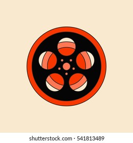 Vector illustration in flat style Tape Bobbin Reel retro cinema vintage