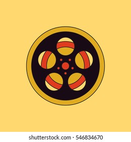 Vector illustration in flat style Tape Bobbin Reel retro cinema vintage