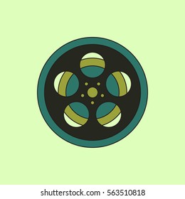 Vector illustration in flat style Tape Bobbin Reel retro cinema vintage