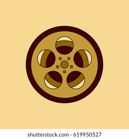 Vector illustration in flat style Tape Bobbin Reel retro cinema vintage
