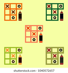 Vector illustration in flat style tic tac toe collection