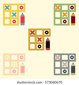 Vector illustration in flat style tic tac toe collection