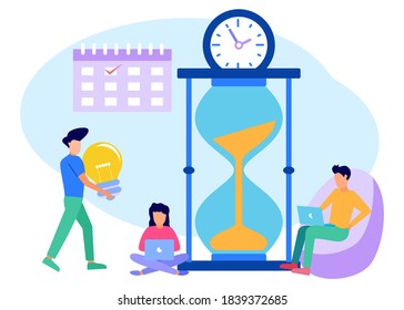 Vector illustration of flat style time management design concept. employers can organize work and activities. Use it for banners and content websites.