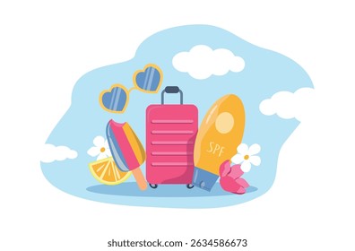 Ilustración vectorial en estilo plano. viaje, vacaciones