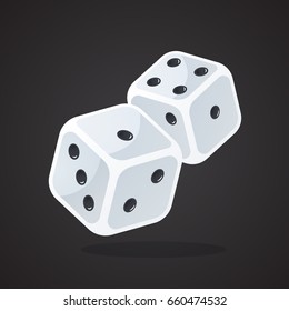 Vector illustration in flat style. Two gambling dice. Sports equipment. Decoration for greeting cards, prints for clothes, posters, wallpapers