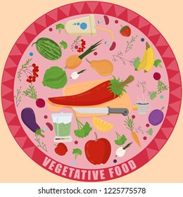 vector illustration of flat style vegetables and fruits berries for healthy eating diet vegetative food all drawings are isolated