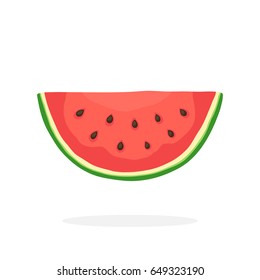 Vector illustration in flat style. Watermelon slice. Healthy vegetarian food. Decoration for greeting cards, prints for clothes, posters, menus