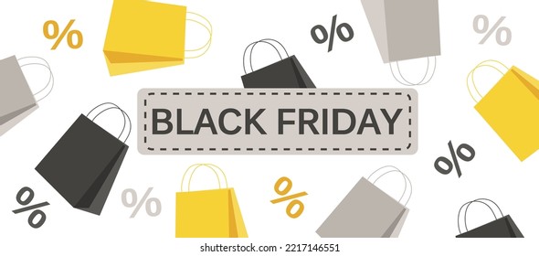 ilustración vectorial en estilo plano, banner del sitio web sobre tema del viernes negro. 