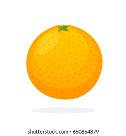 Vector illustration in flat style. Whole orange. Healthy vegetarian food. Citrus fruits. Decoration for greeting cards, prints for clothes, posters, menus