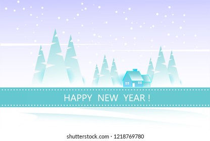 Vector illustration in flat style, winter landscape - background for banner, greeting card, poster and advertising- happy new year and holidays