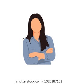 Vector illustration in flat style. Woman User Icon Female cartoon character business woman. - Vector